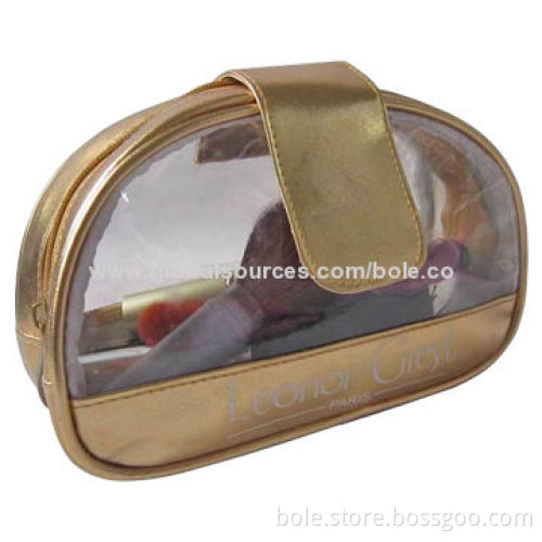 PVC Cosmetic Bag, Zipper Closure with Flap Design, Suitable for Promotional Gifts
